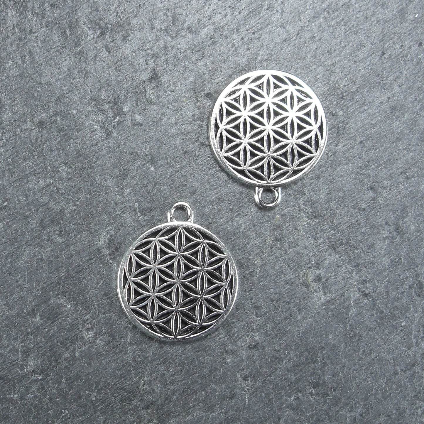 5 Anhänger Blume des Lebens, klein, silberfarben, 10026