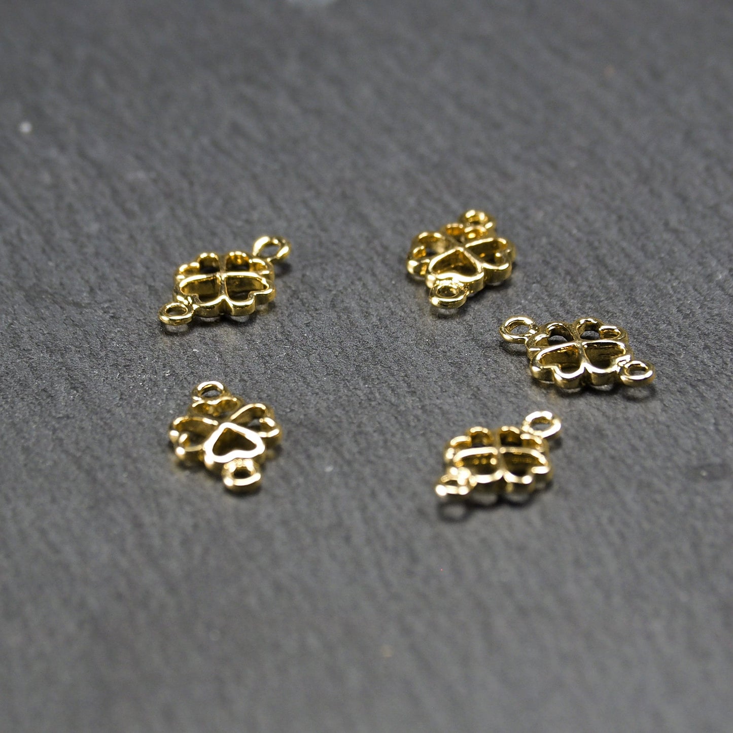 2 Verbinder Kleeblatt, Messing, 24 Karat vergoldet, 10968