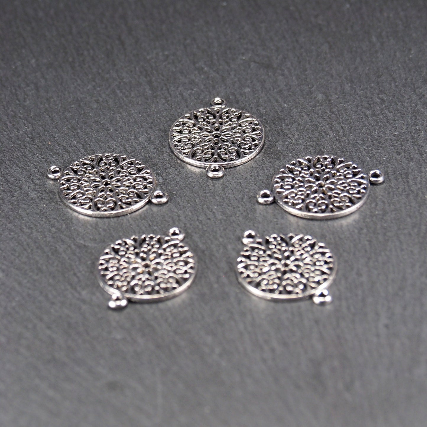 5 Verbinder Mandala, antik silberfarben, 11006