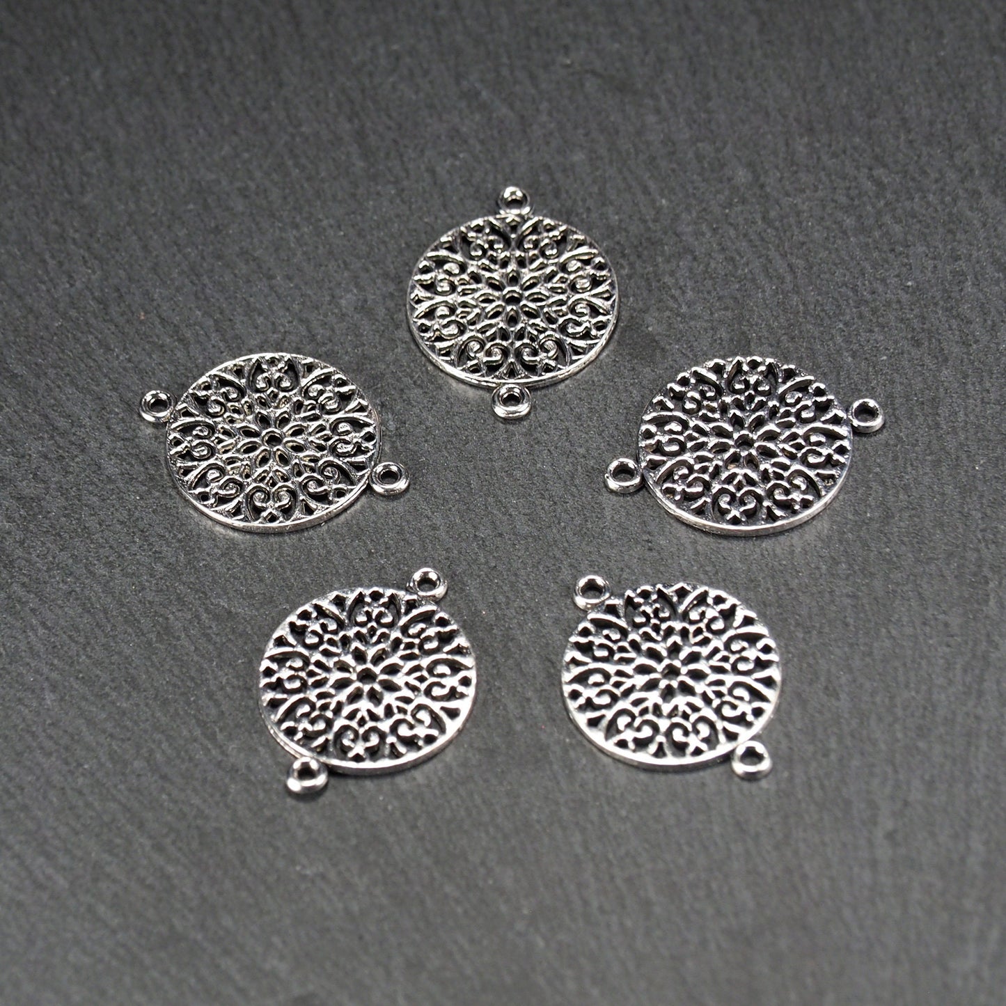 5 Verbinder Mandala, antik silberfarben, 11006