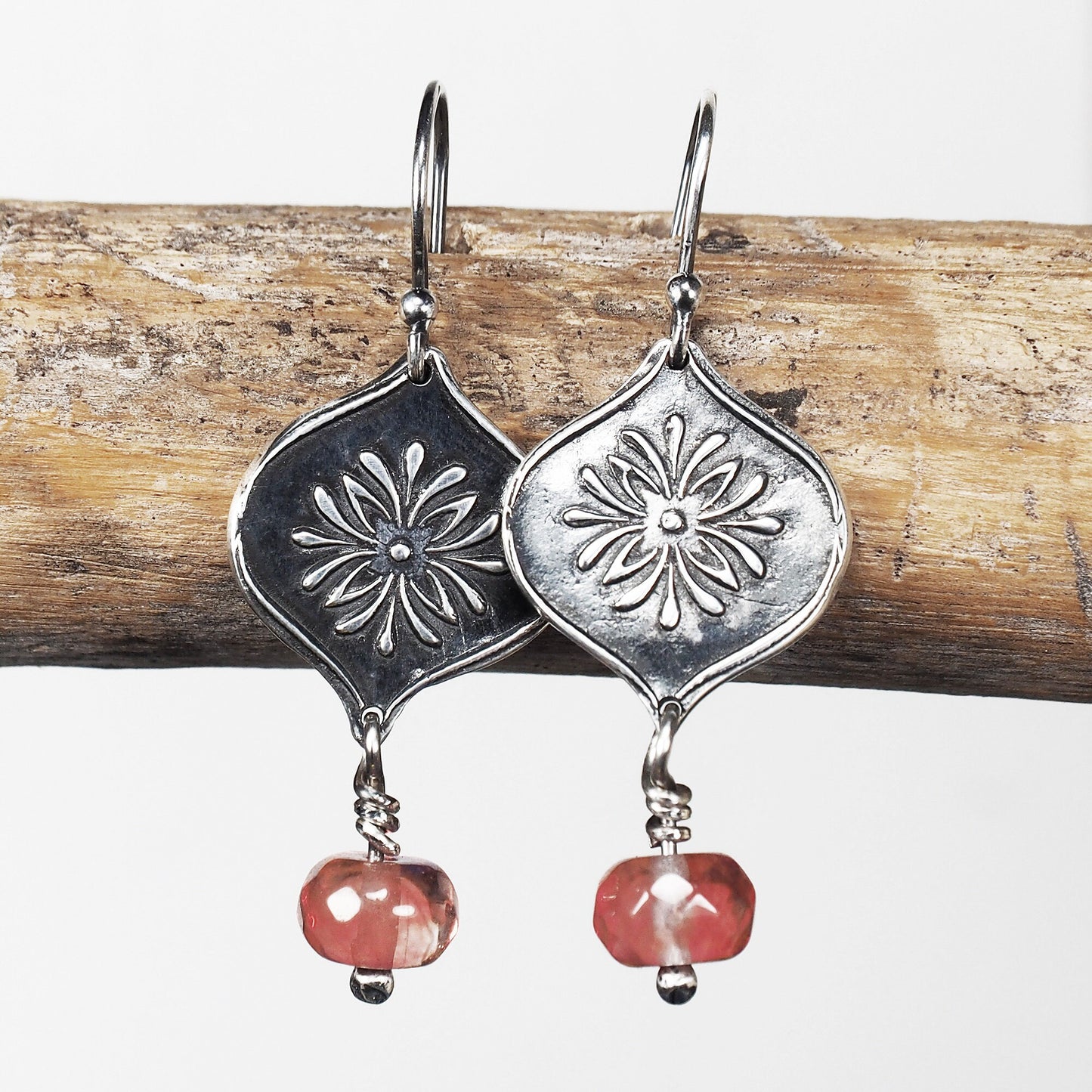 Boho Ohrhänger Blumenmotiv Sterling Silber, 40139