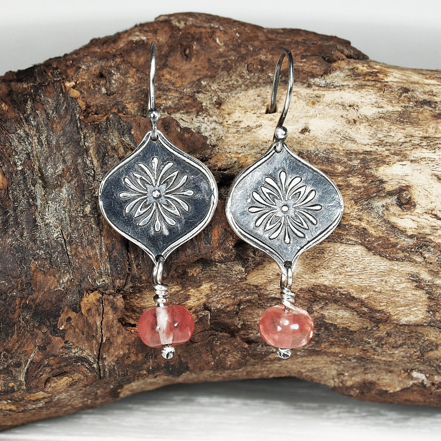 Boho Ohrhänger Blumenmotiv Sterling Silber, 40139