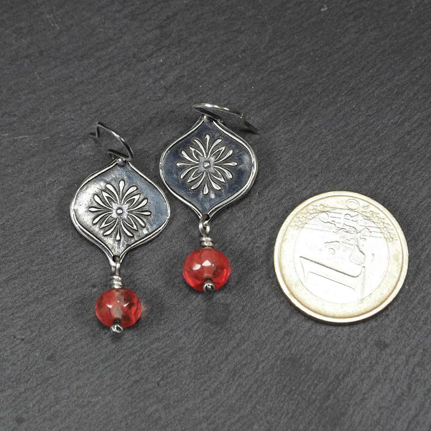 Boho Ohrhänger Blumenmotiv Sterling Silber, 40139