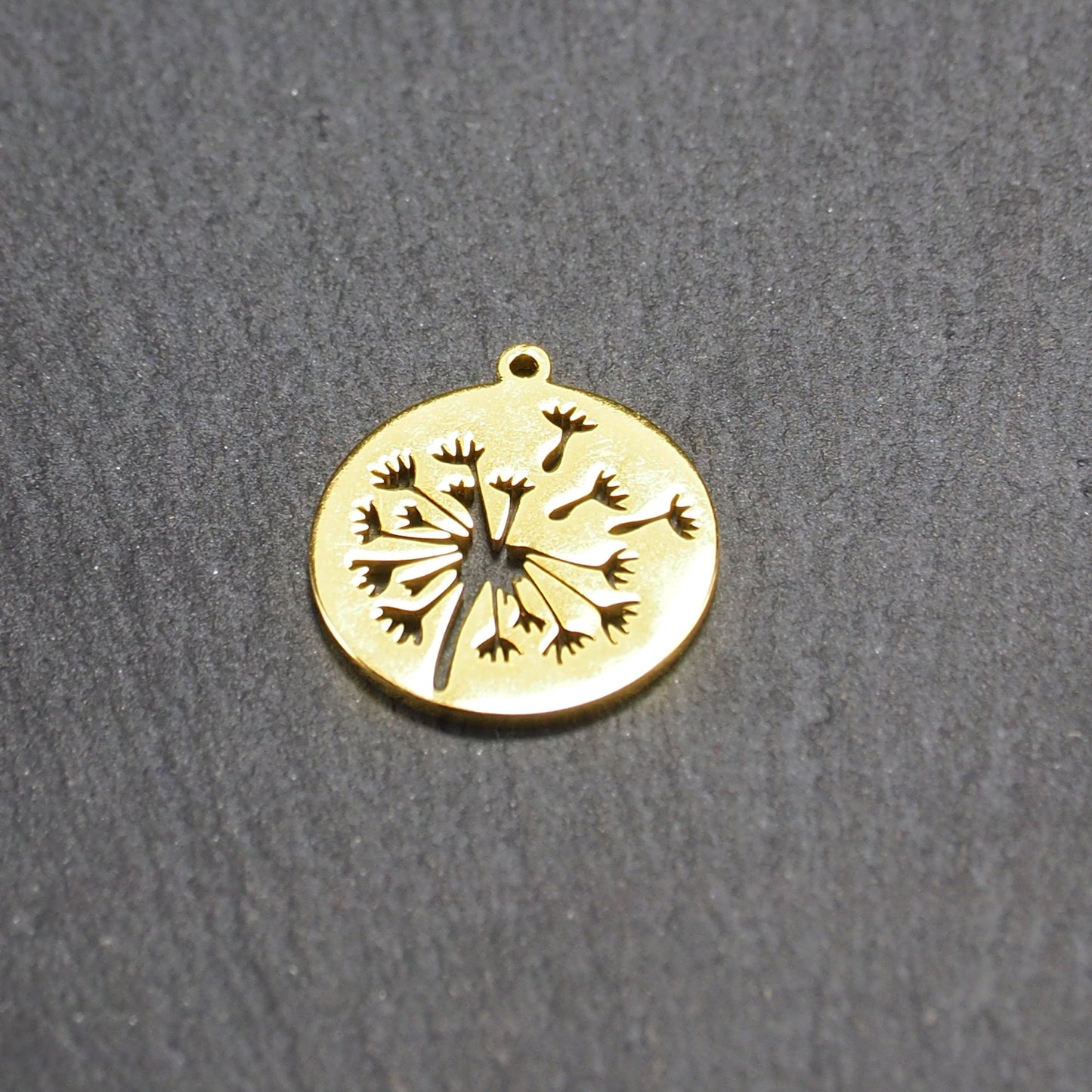 Anhänger Pusteblume, Edelstahl 304, vergoldet, 11039