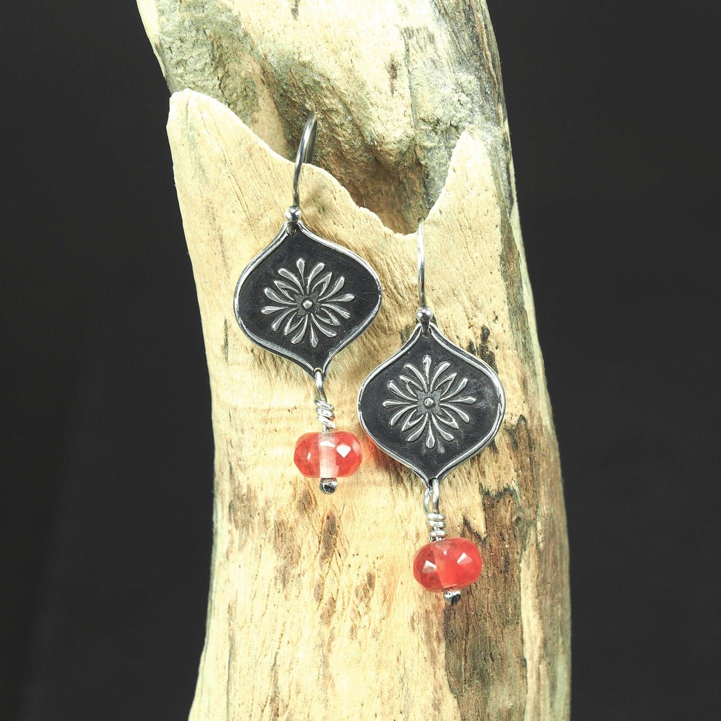 Boho Ohrhänger Blumenmotiv Sterling Silber, 40139