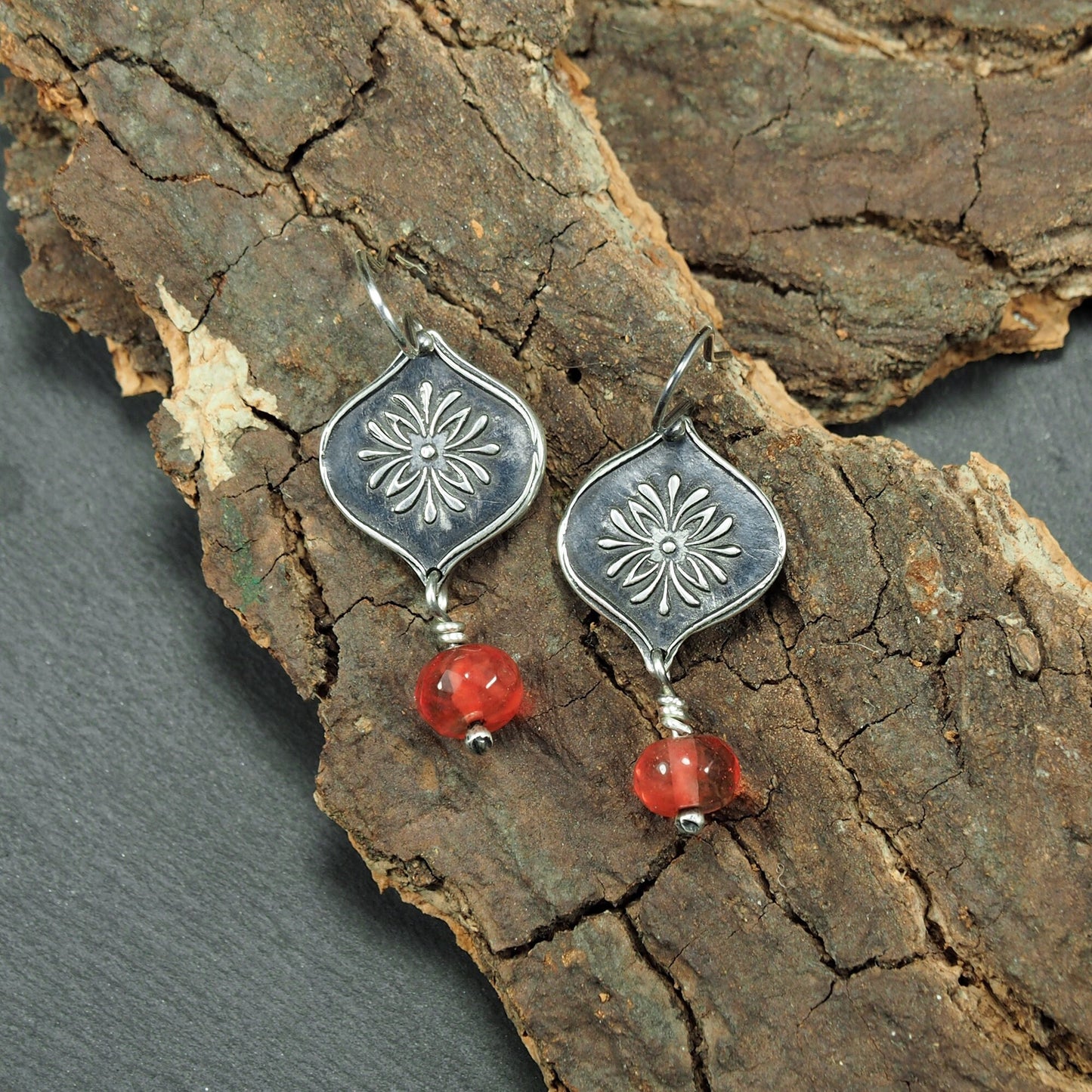 Boho Ohrhänger Blumenmotiv Sterling Silber, 40139