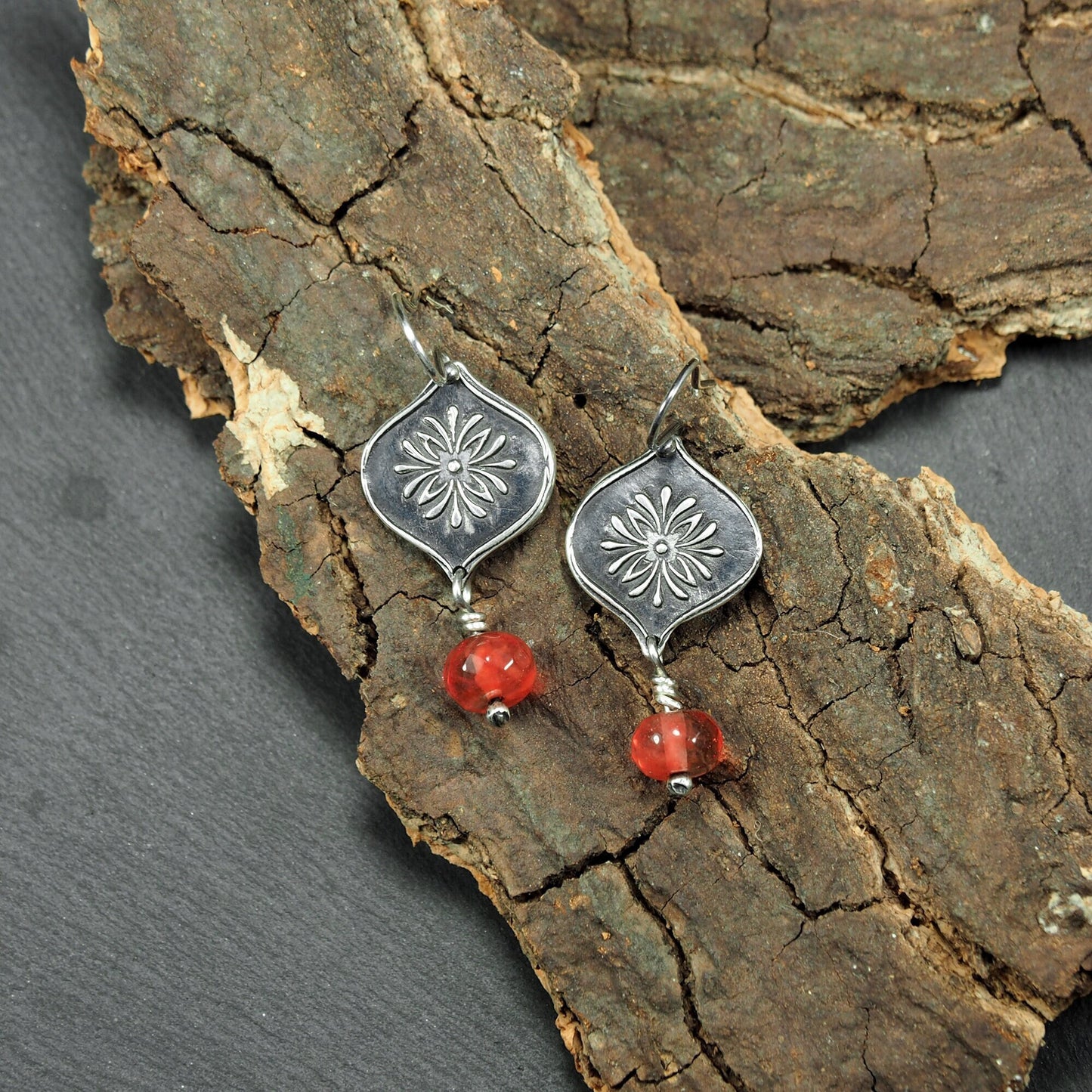 Boho Ohrhänger Blumenmotiv Sterling Silber, 40139