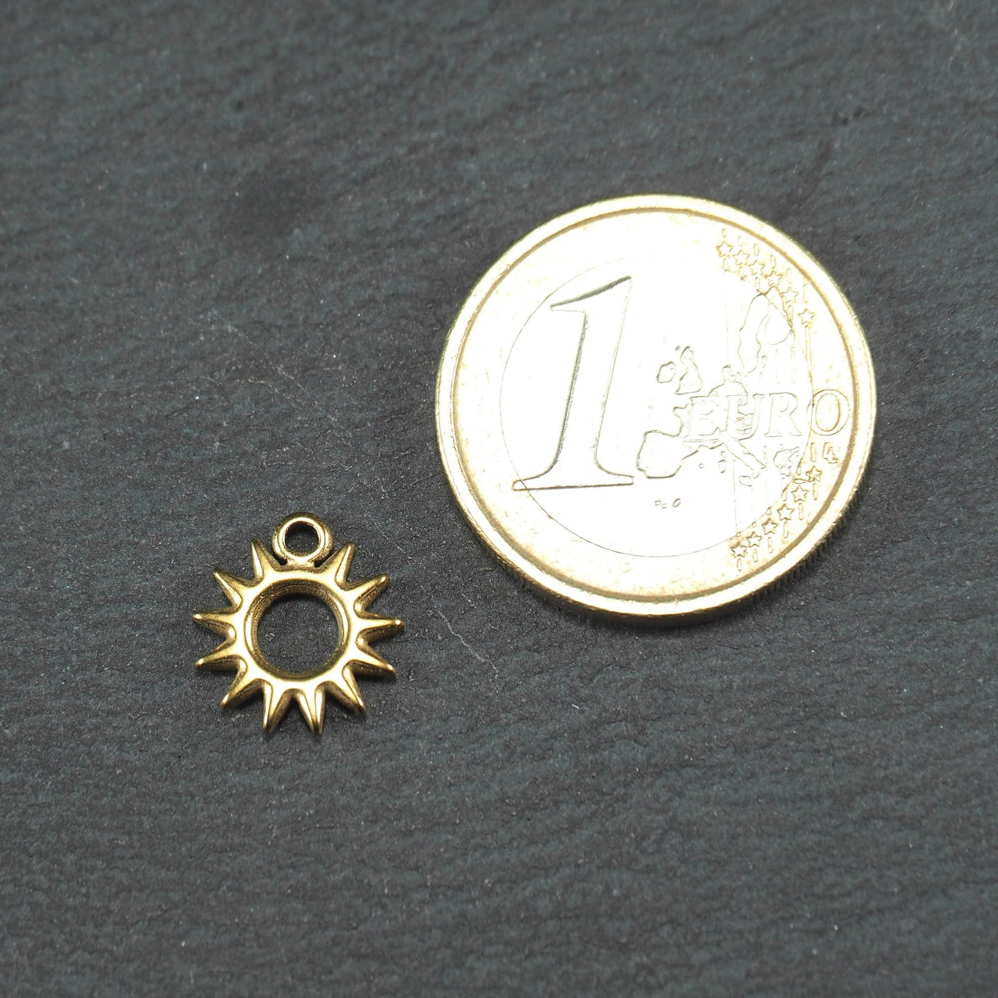Anhänger Sonne, chirurgischer Edelstahl 316L, ionenvergoldet, 11086