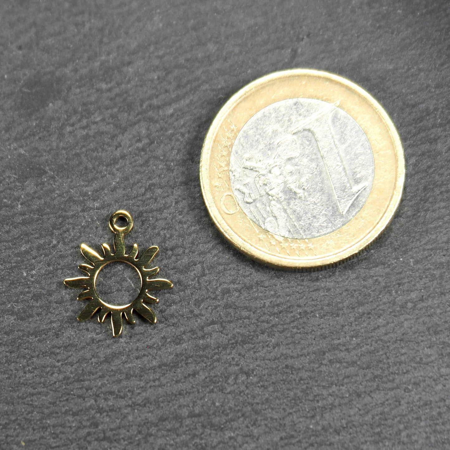 Anhänger Sonne, Edelstahl 304L, ionenvergoldet, 11102