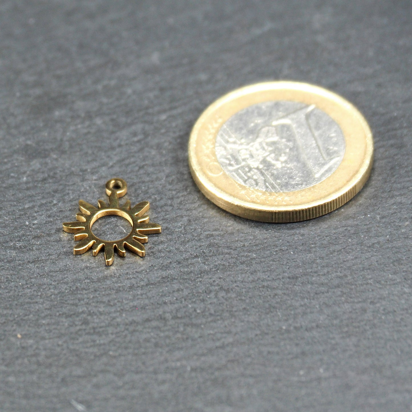 Anhänger Sonne, Edelstahl 304L, ionenvergoldet, 11102