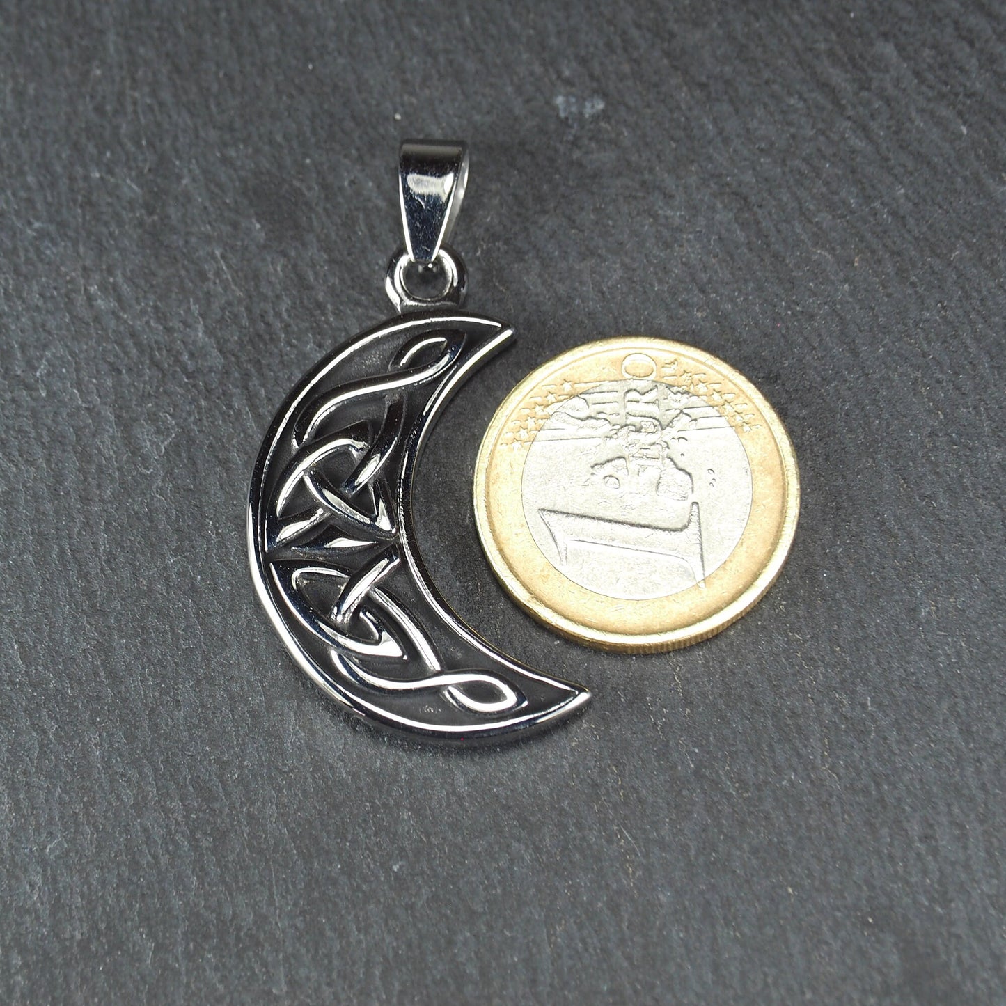 Anhänger keltischer Mond, Edelstahl 304L, silberfarben, 11151