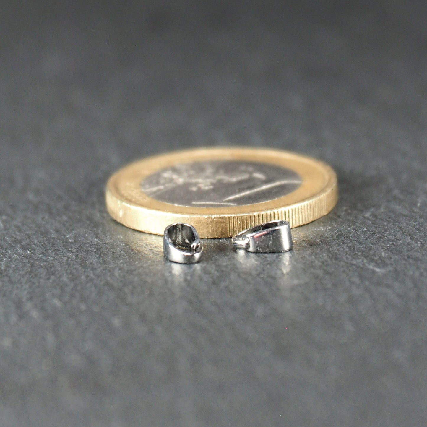 2 Anhängerösen, Messing rhodiniert, schlicht, 11168