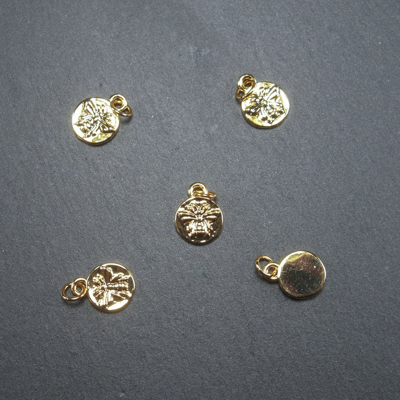 2 Anhänger kleine Biene, 18 Karat vergoldet, 10073