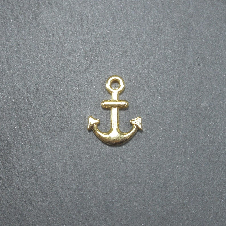 4 Anker Anhänger, Verbinder, vergoldet, 10333