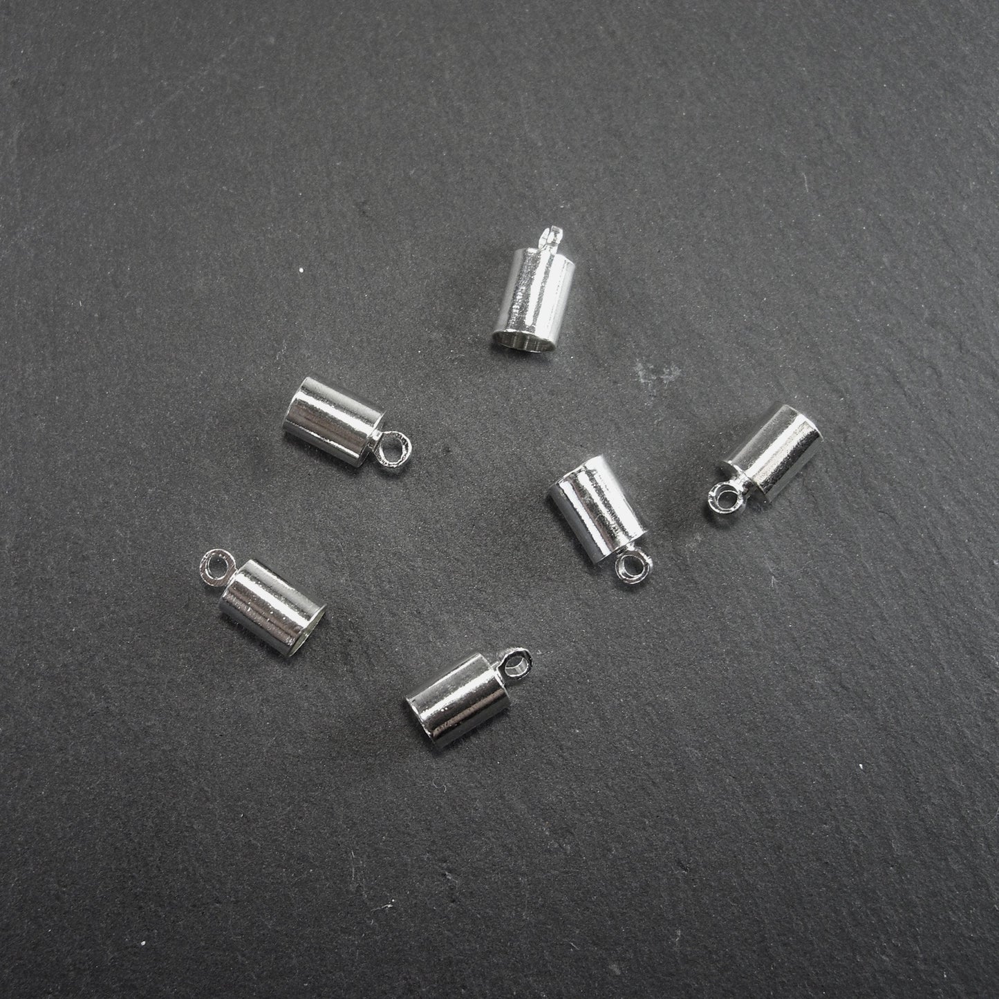 10 Endkappen rundfür 4,6 mm Band, silberfarben, 10140