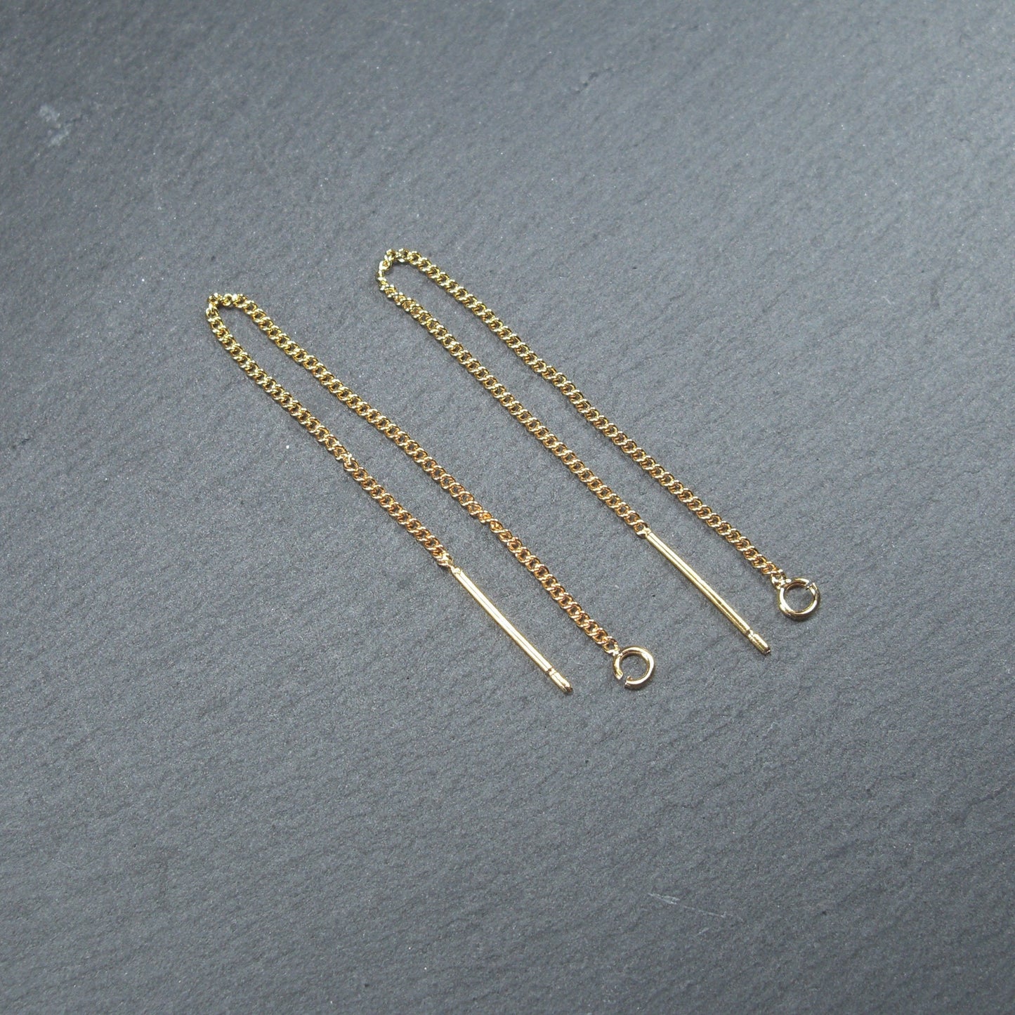 1 Paar Durchziehohrringe, Fädelohrringe, 83 mm, Messing 24 Karat vergoldet, 10401