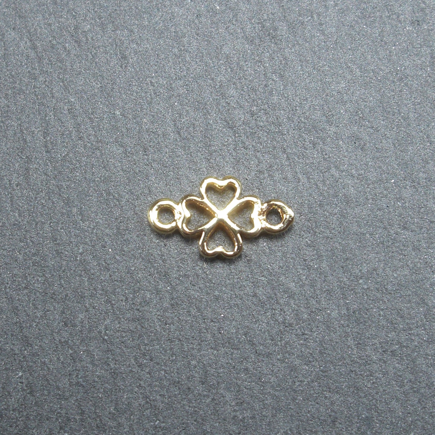 5 Verbinder Klee, Kleeblatt, Messing, 24 K vergoldet, 10423