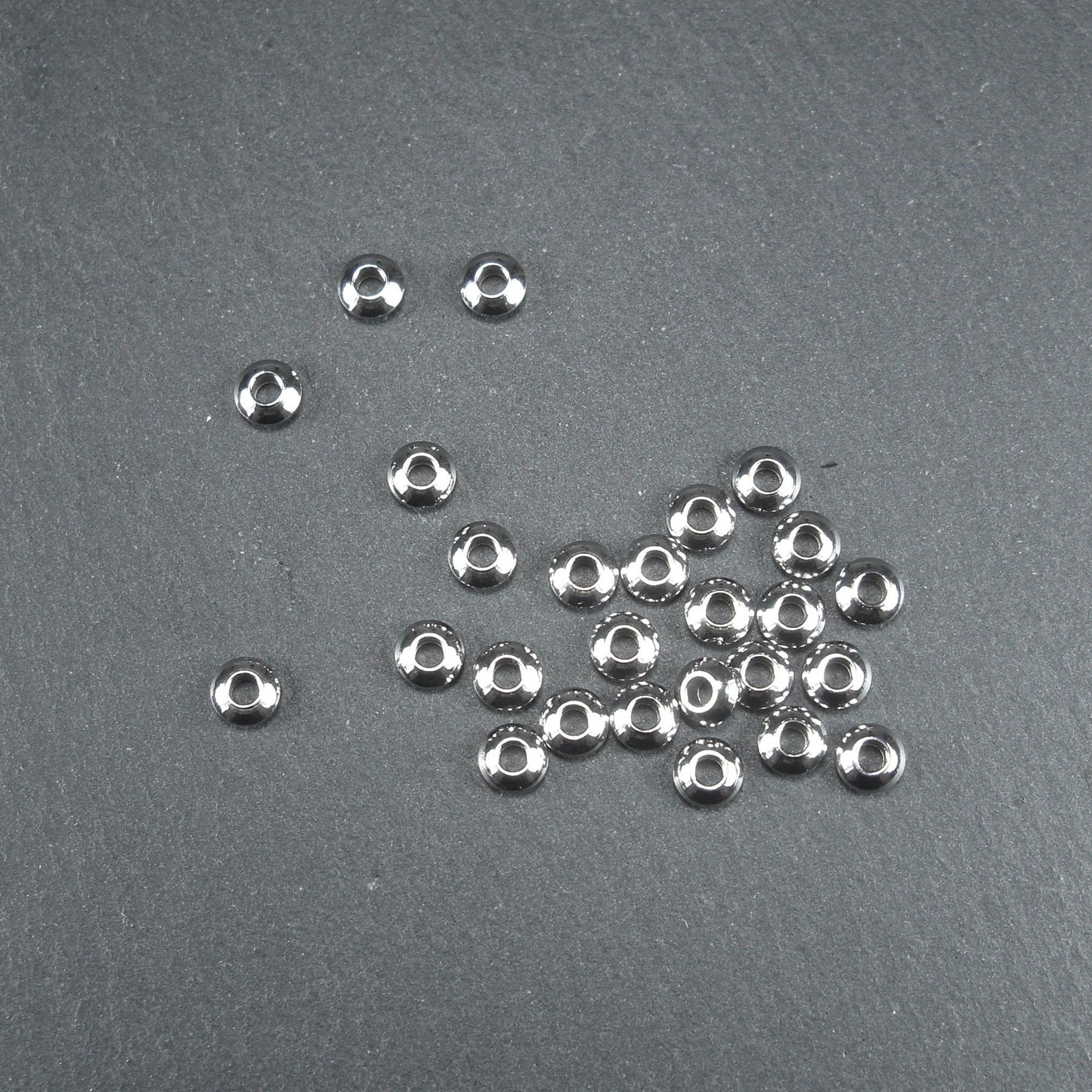 10 kleine Spacer Perlen, Rondell, schlicht, Edelstahl, 10633