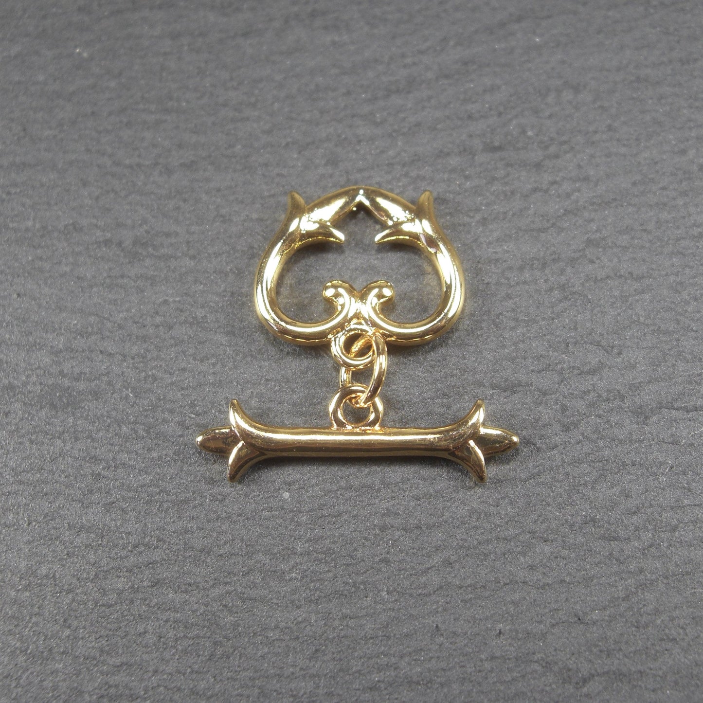 Knebel Verschluss, Herz, floral, 1 Satz für Armband, Halskette, Messing, 24 Karat vergoldet, 10753