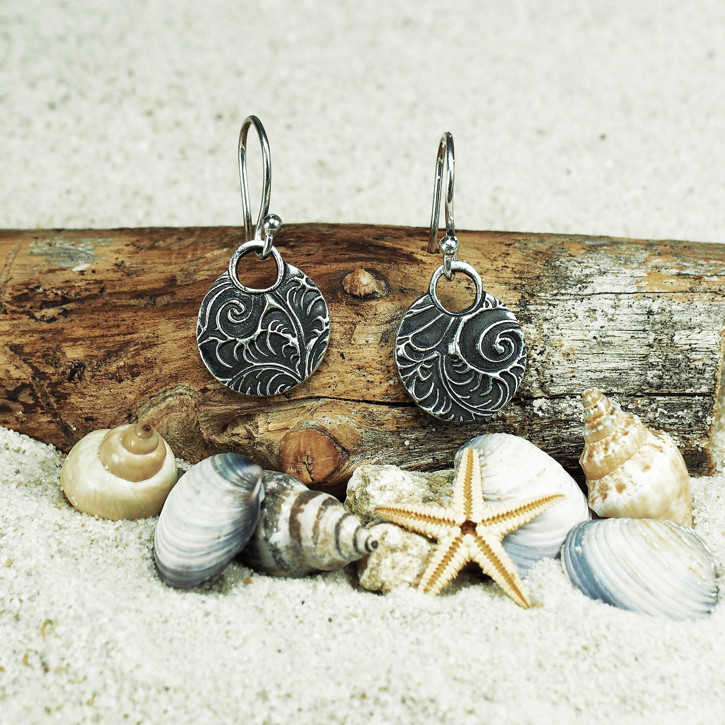 Ohrringe, Ohrhänger, floral, boho, recyceltes 925 Sterling Silber, 40118