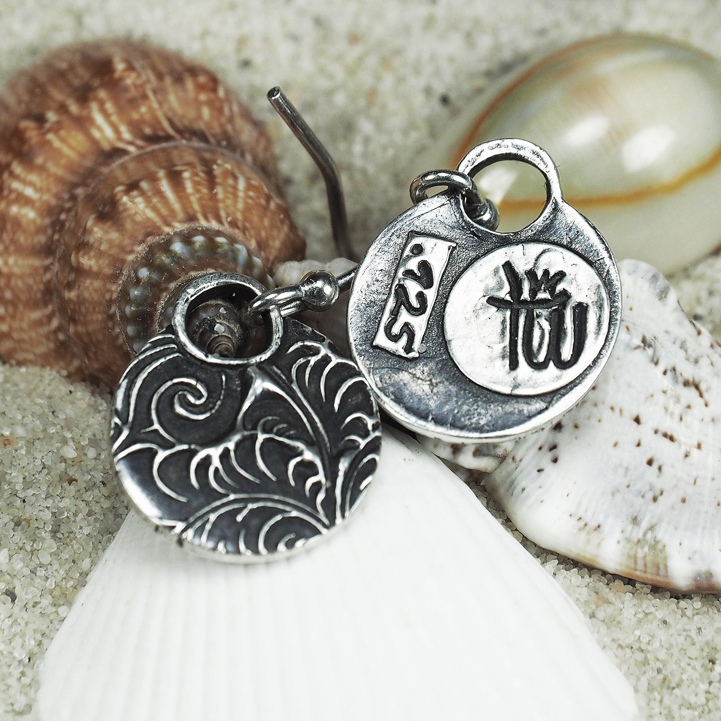 Ohrringe, Ohrhänger, floral, boho, recyceltes 925 Sterling Silber, 40118