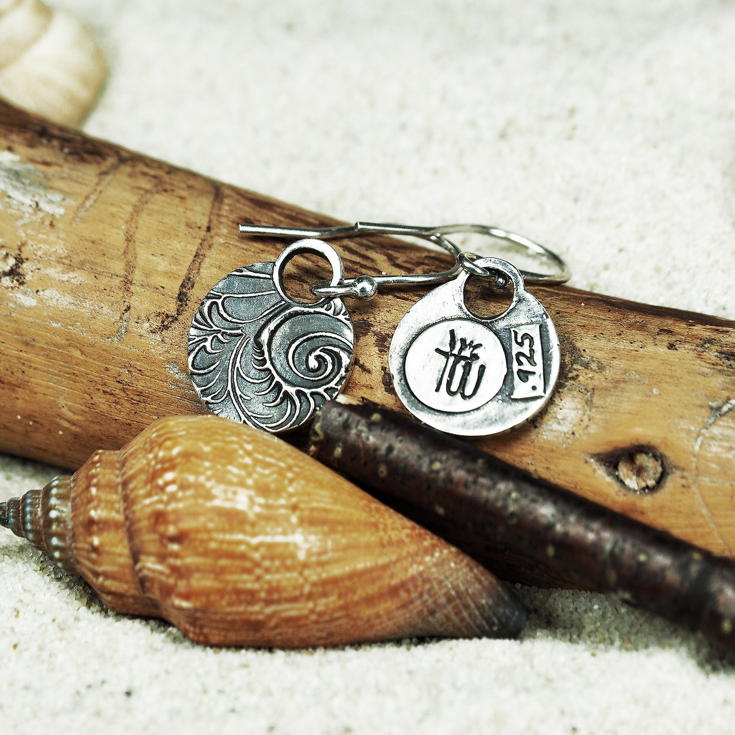 Ohrringe, Ohrhänger, floral, boho, recyceltes 925 Sterling Silber, 40118