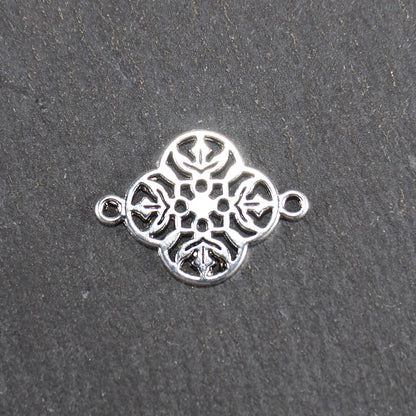 5 Verbinder Mandala, Blume, antik silberfarben, 11005