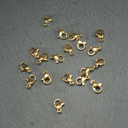 5 kleine Karabiner 10 x 6 mm, antik goldfarben, Verschluss, 10294