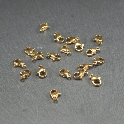 5 kleine Karabiner 10 x 6 mm, antik goldfarben, Verschluss, 10294