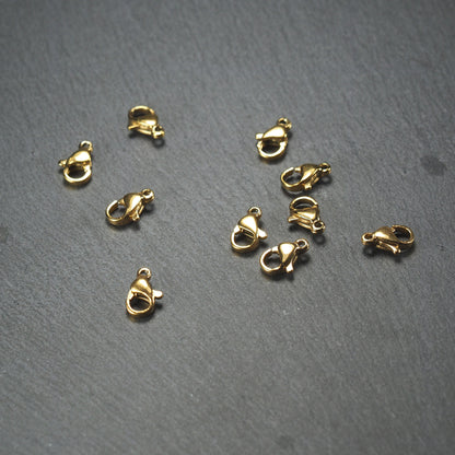 5 kleine Karabiner 10 x 6 mm, antik goldfarben, Verschluss, 10294