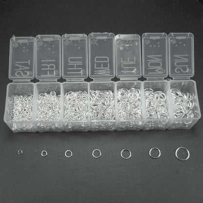 Binderinge in einer Sortierbox, silberfarben, Biegeringe, 10119