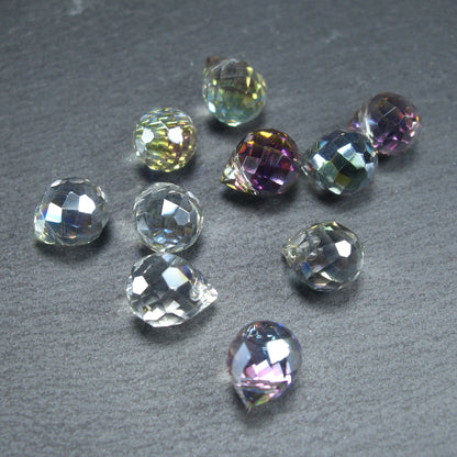 4 Tropfen Anhänger, Glas geschliffen, regenbogen-grün, Kristall, 10372