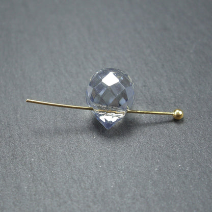 4 Tropfen Anhänger, Glas geschliffen, hellblau, Kristall, 10369