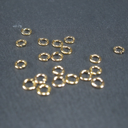 20 Binderinge 4 mm, Messing 24 K vergoldet, 10685