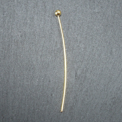 10 Kugelstifte 30 mm, Messing 24 K vergoldet, 10688