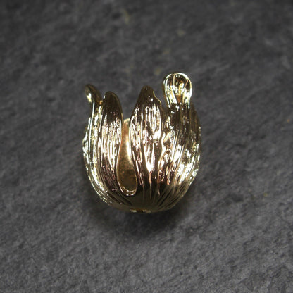 Perlenkappe/Anhänger Tulpe, Messing, 24 Karat vergoldet, Blüte, 10710