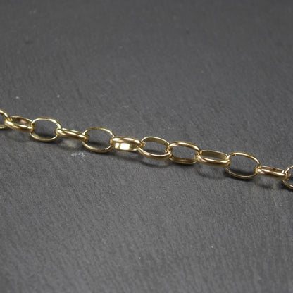 7 mm Edelstahlkette vergoldet, 1 Meter, Rolokette, 10628