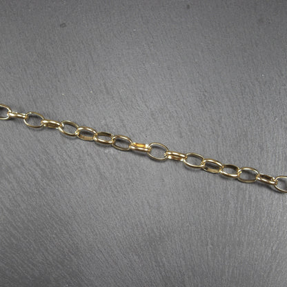 7 mm Edelstahlkette vergoldet, 1 Meter, Rolokette, 10628
