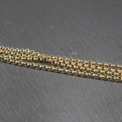 3 mm Edelstahlkette vergoldet, 1 Meter, Rolokette, 10626