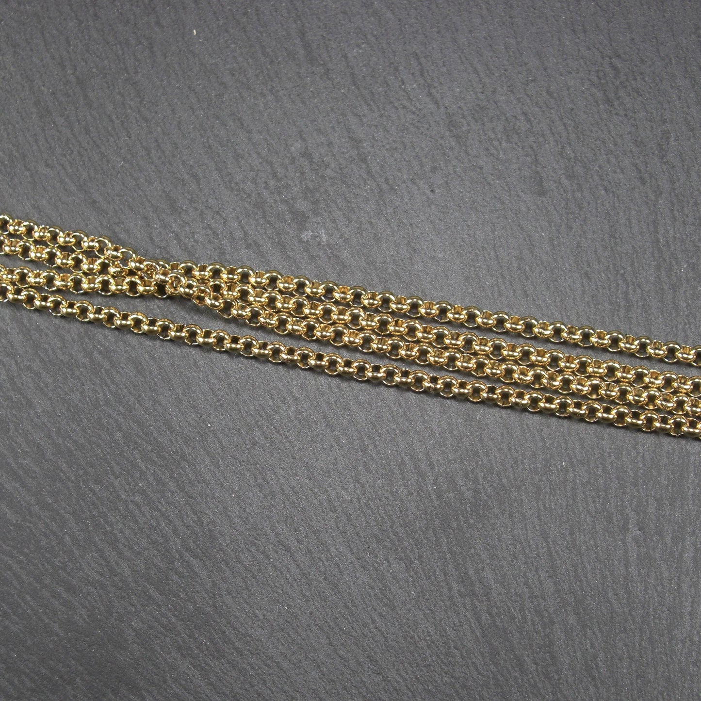 3 mm Edelstahlkette vergoldet, 1 Meter, Rolokette, 10626
