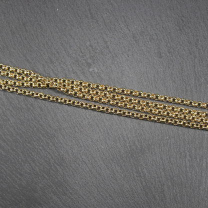 3 mm Edelstahlkette vergoldet, 1 Meter, Rolokette, 10626