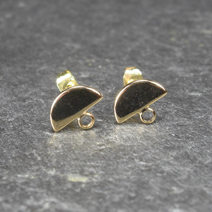 Ohrstecker Halbkreis, Halbmond, Messing, 24 K vergoldet, 10847