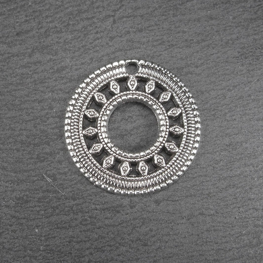 2 Anhänger Mandala, silberfarben geschwärzt, 10858