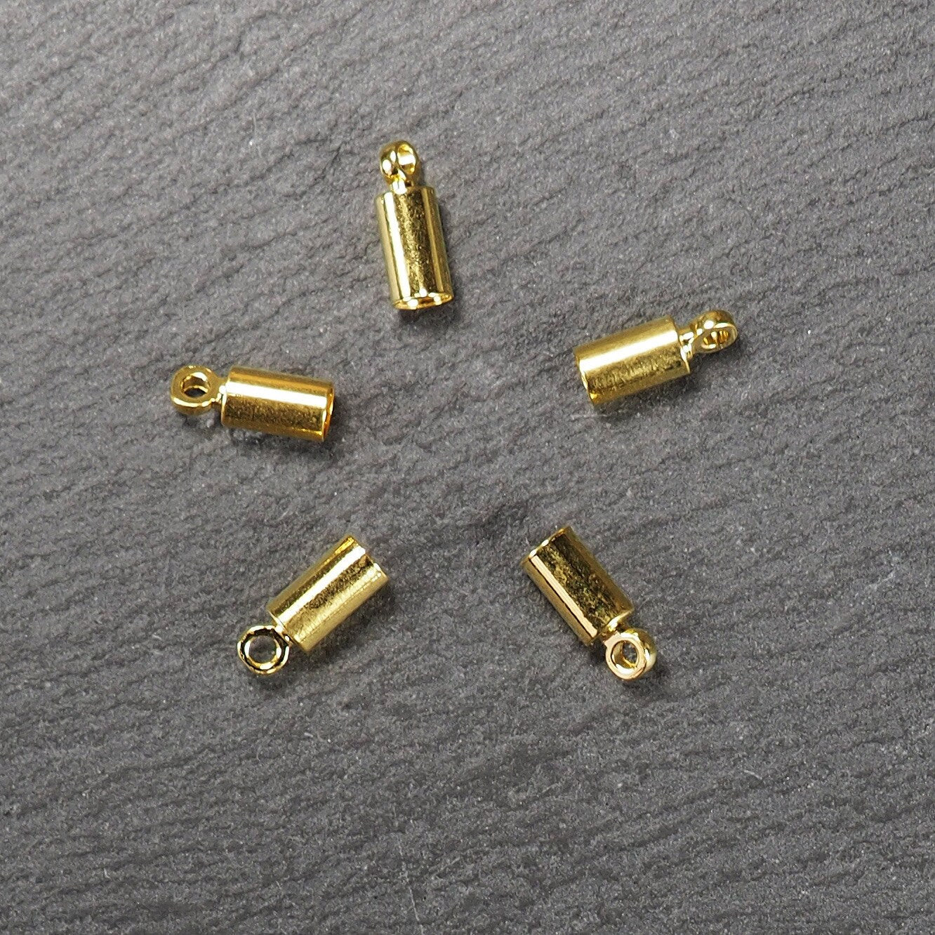 10 Endkappen rund für 3 mm Band, goldfarben, 10134
