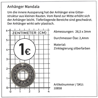 2 Anhänger Mandala, silberfarben geschwärzt, 10858