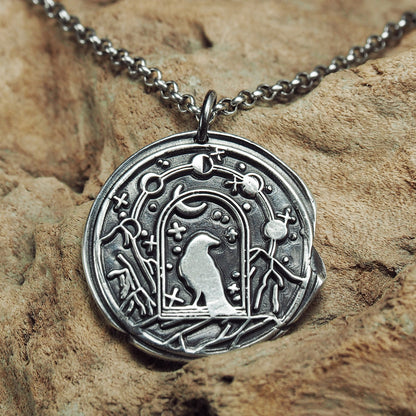 Anhänger Rabe, Wicca, Hexe, Mond, 925 Sterling Silber, 40102