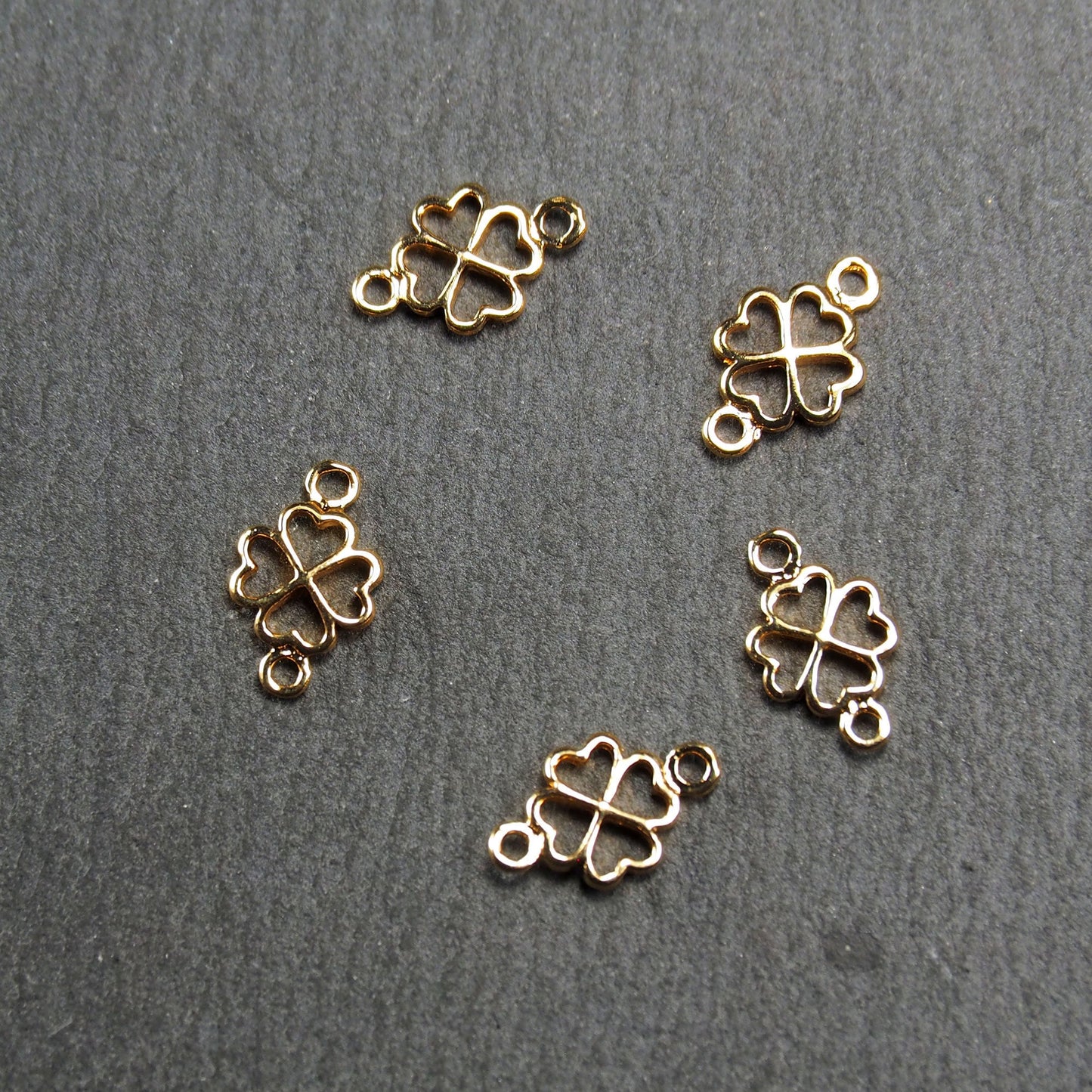 2 Verbinder Kleeblatt, Messing, 24 Karat vergoldet, 10968