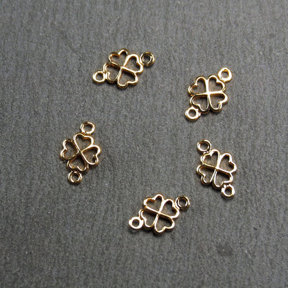 2 Verbinder Kleeblatt, Messing, 24 Karat vergoldet, 10968