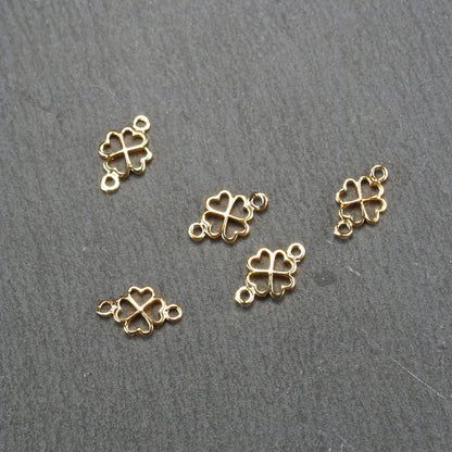 2 Verbinder Kleeblatt, Messing, 24 Karat vergoldet, 10968