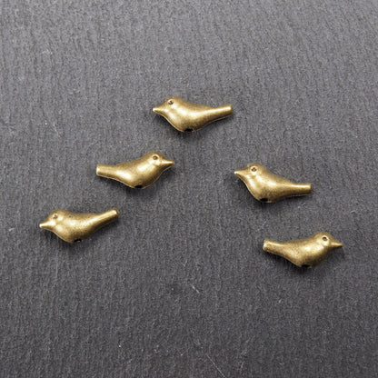 2 Perlen Vogel, bronzefarben, dreidimensional, 10965